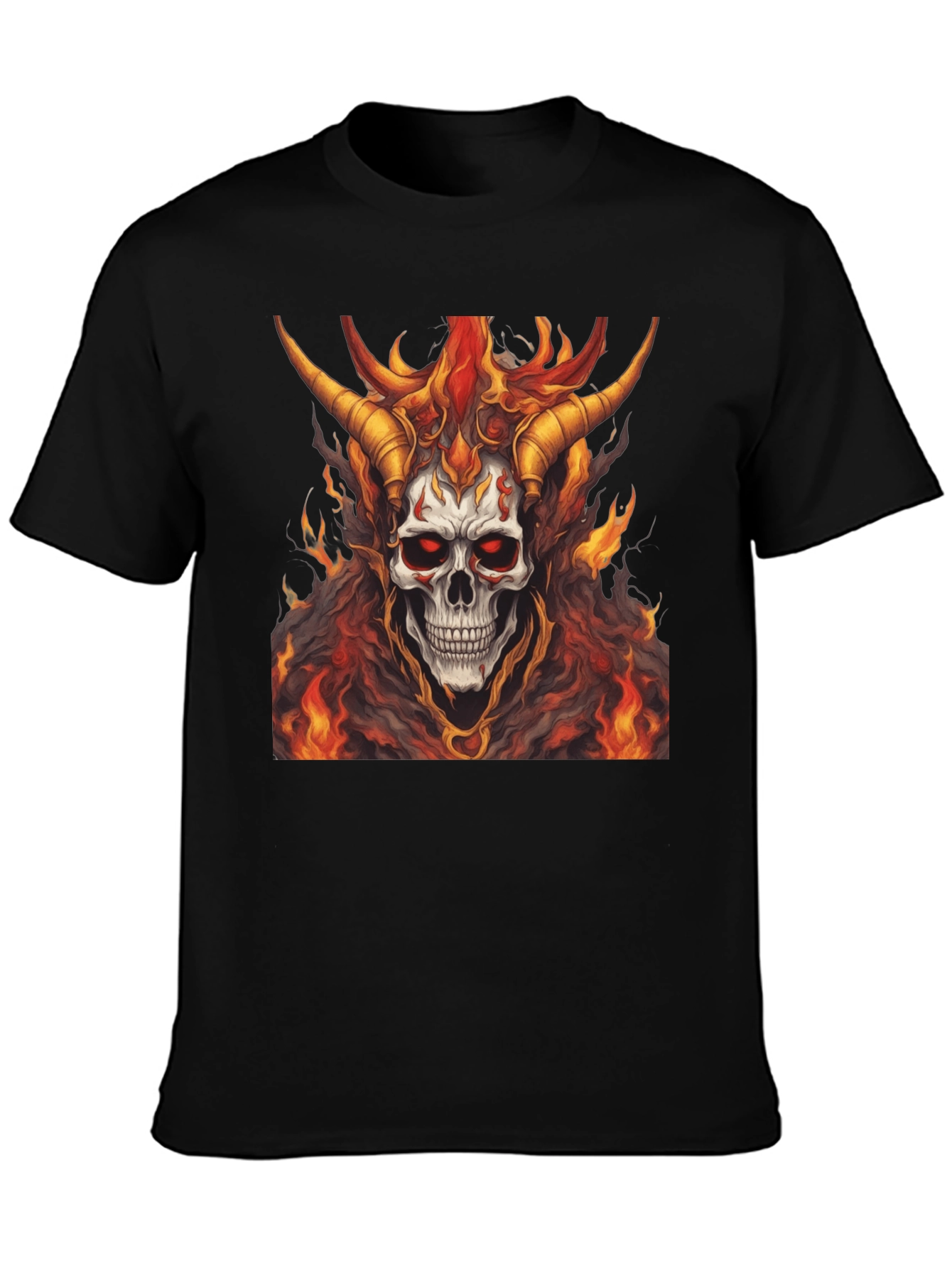 Fiery Skull Graphic Tee - Mens Black T-Shirt