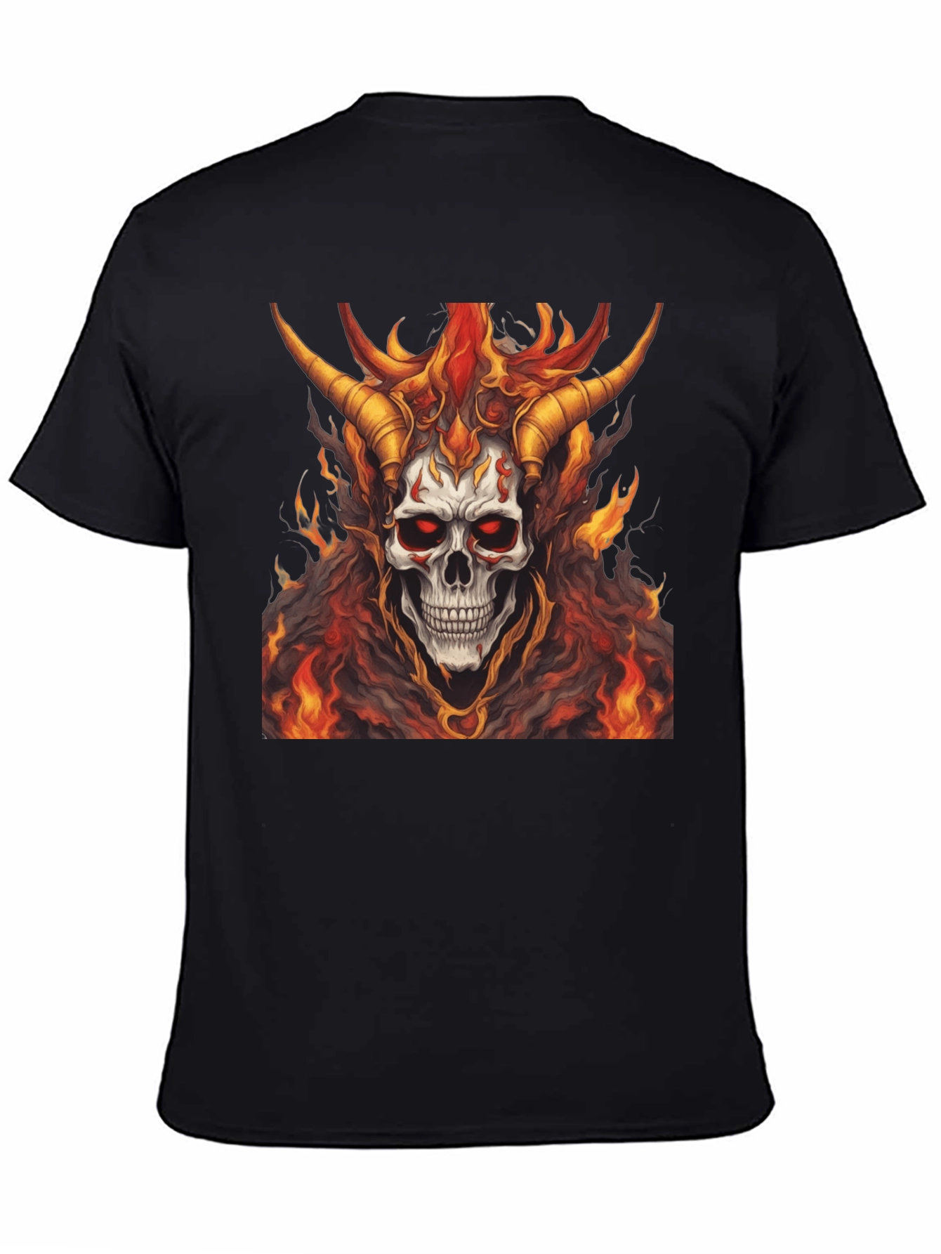 Fiery Skull Graphic Tee - Mens Black T-Shirt