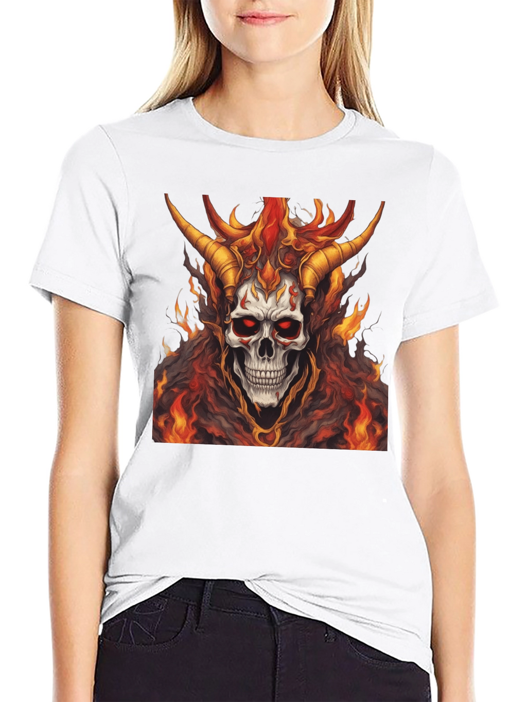 Fiery Skull Graphic Tee - Mens Black T-Shirt