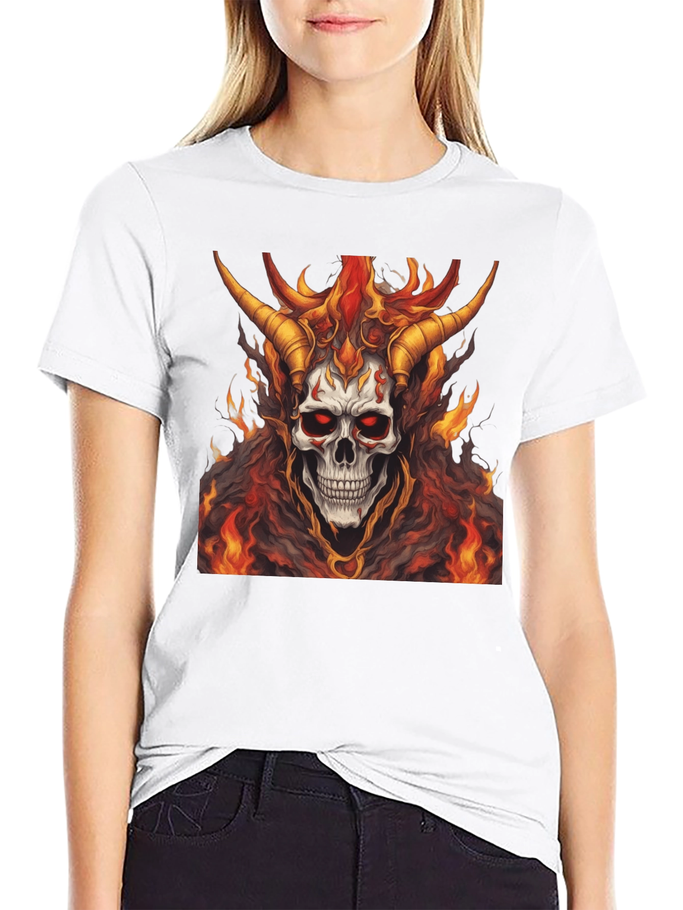 Fiery Skull Graphic Tee - Mens Black T-Shirt