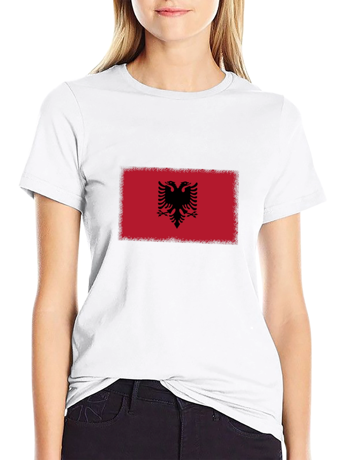 Albania Flag T-Shirt - Black Cotton Tee