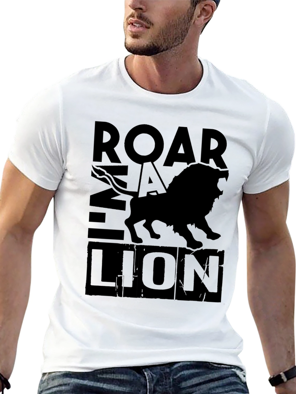 Roar Lion Black Graphic Tee