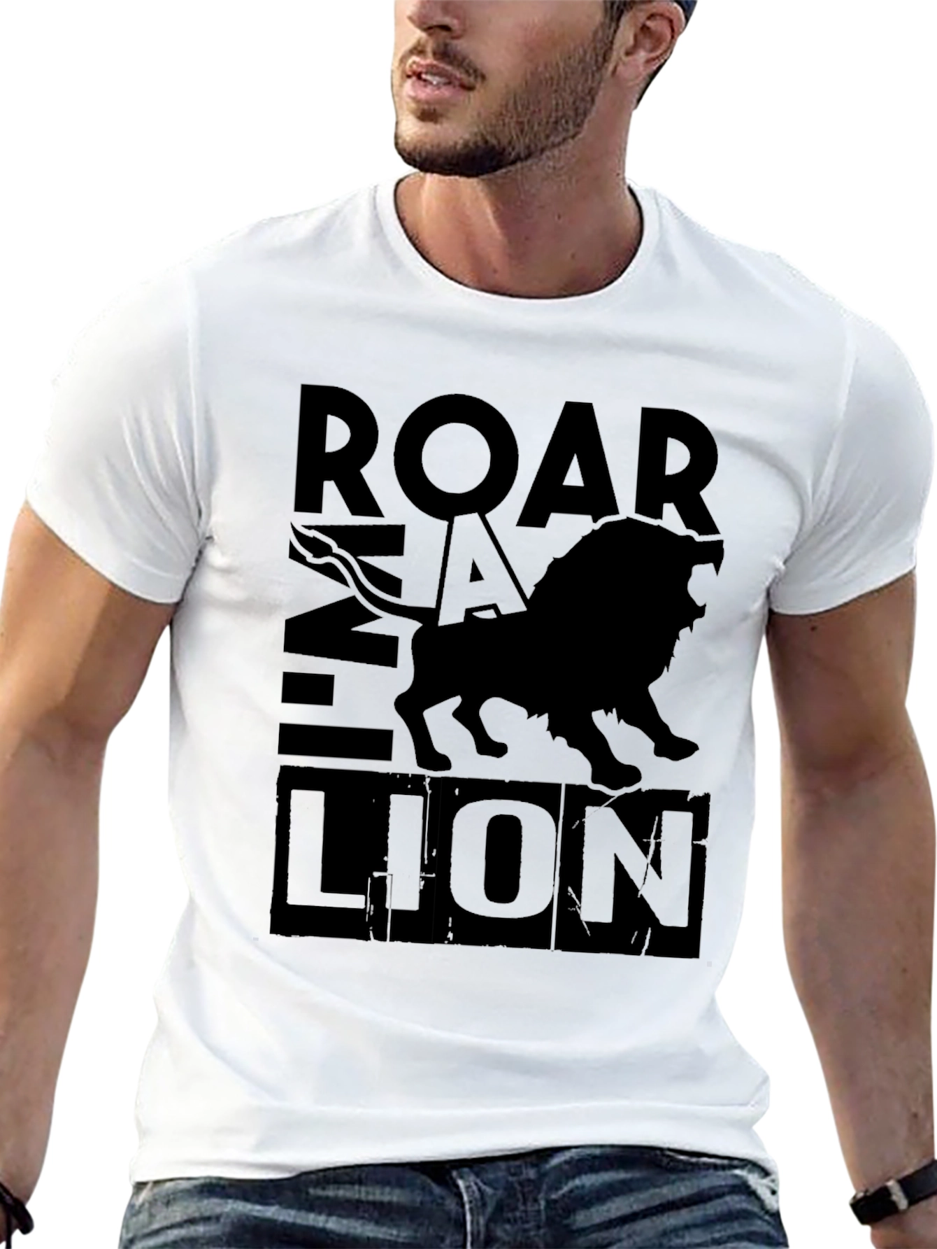 Roar Lion Black Graphic Tee