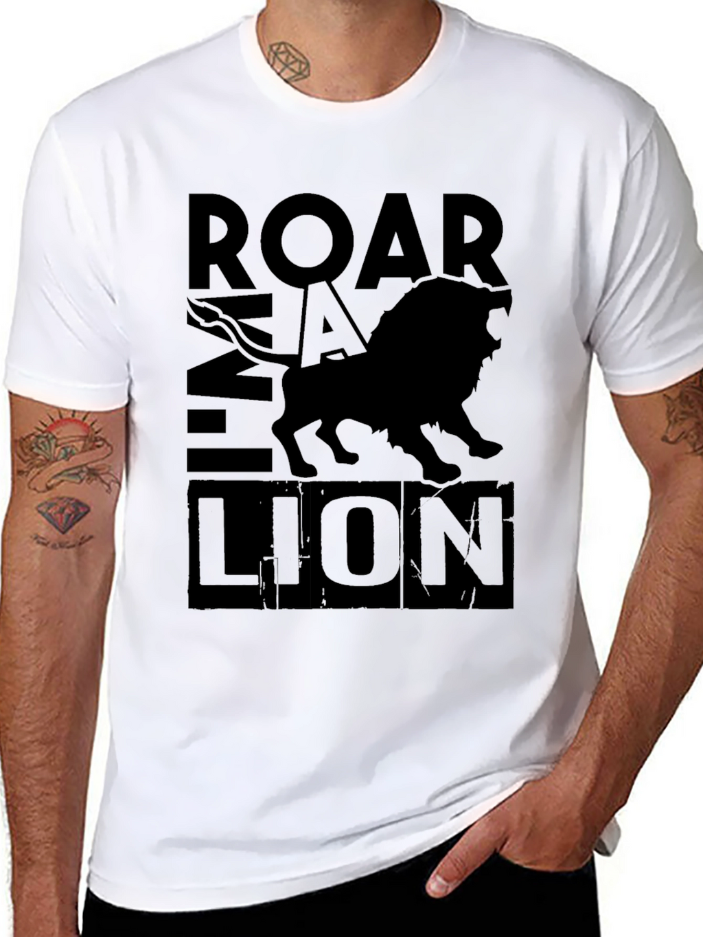 Roar Lion Black Graphic Tee