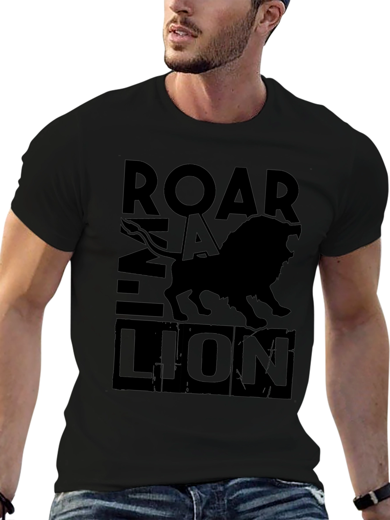 Roar Lion Black Graphic Tee