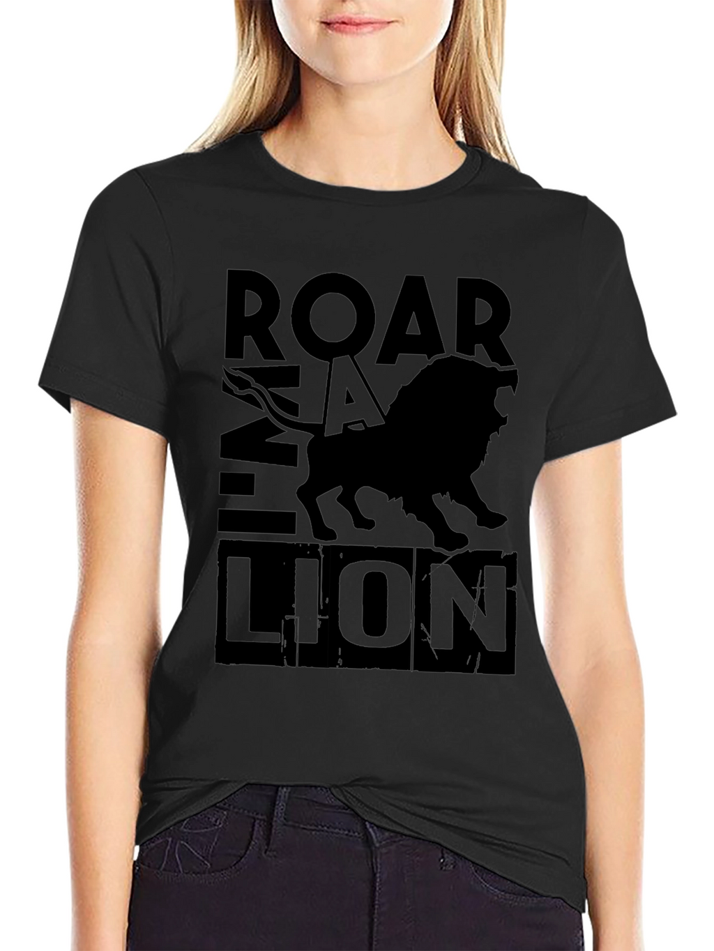 Roar Lion Black Graphic Tee