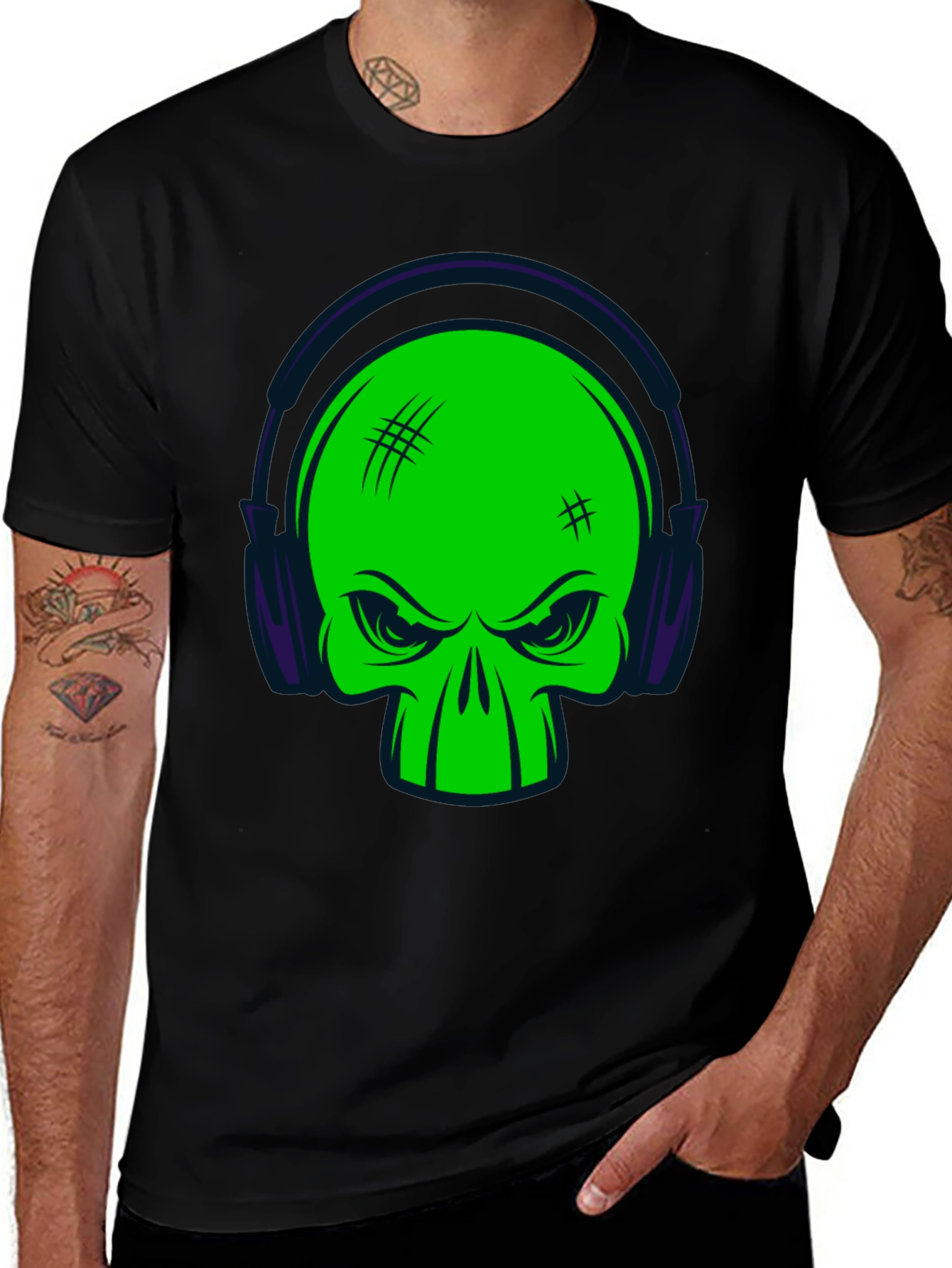 Skull DJ Black T-Shirt