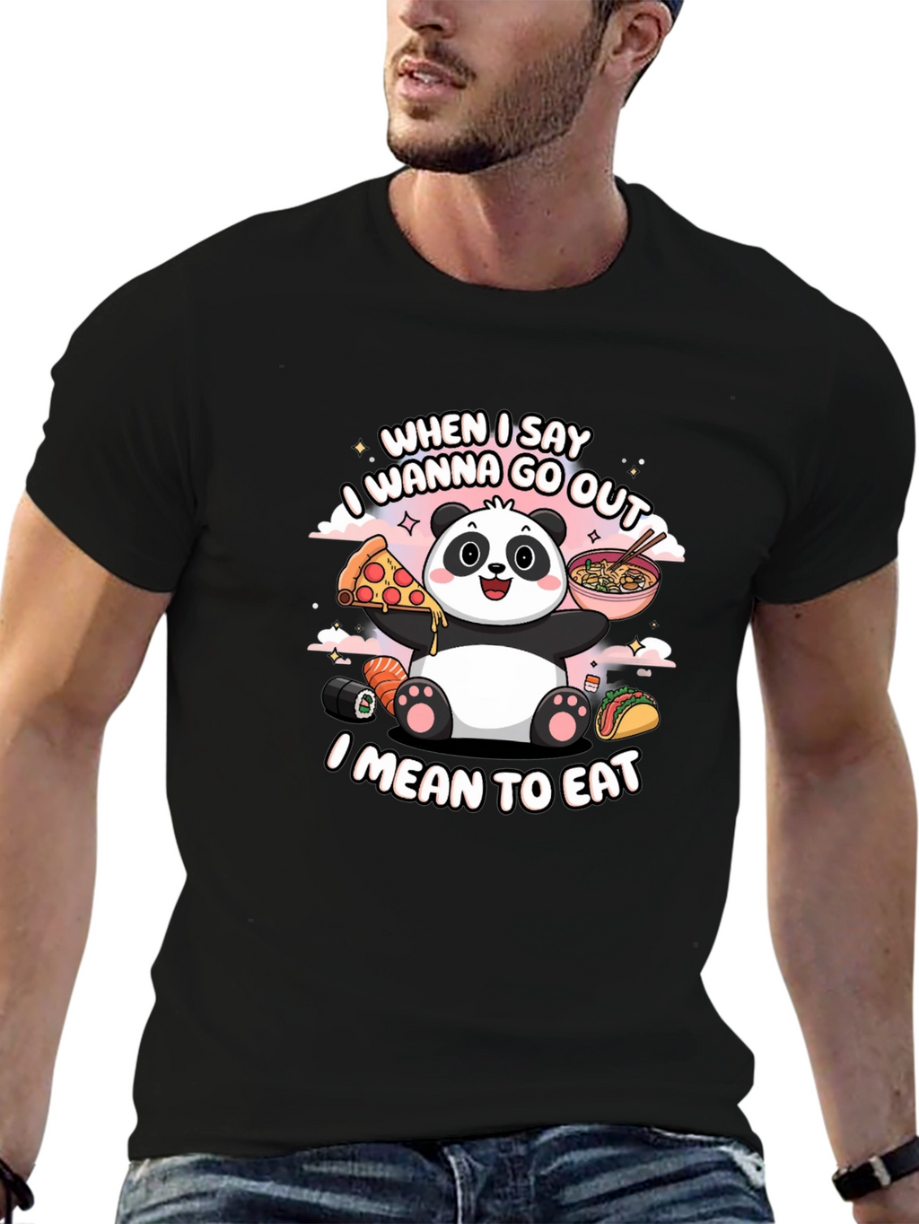 Funny Panda Foodie Graphic Tee