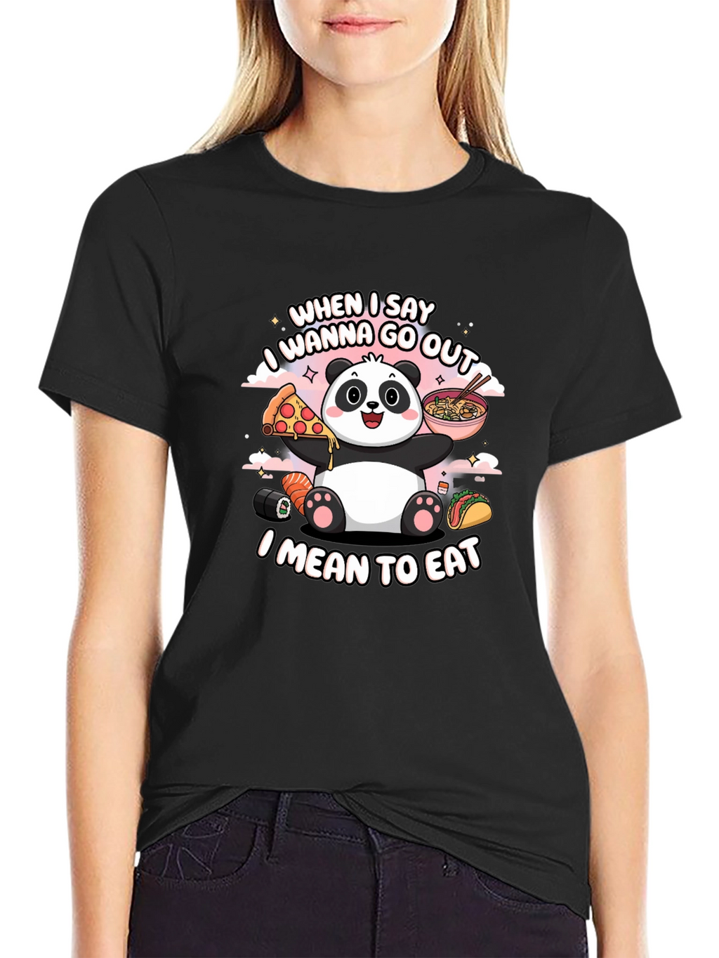 Funny Panda Foodie Graphic Tee