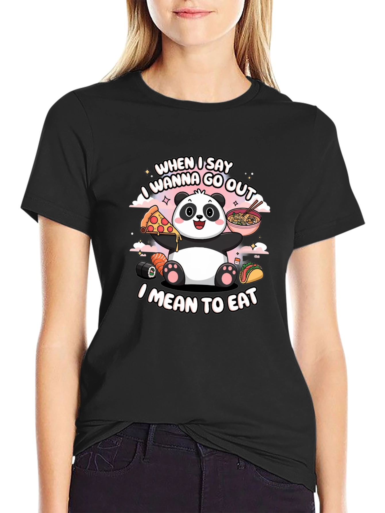 Funny Panda Foodie Graphic Tee