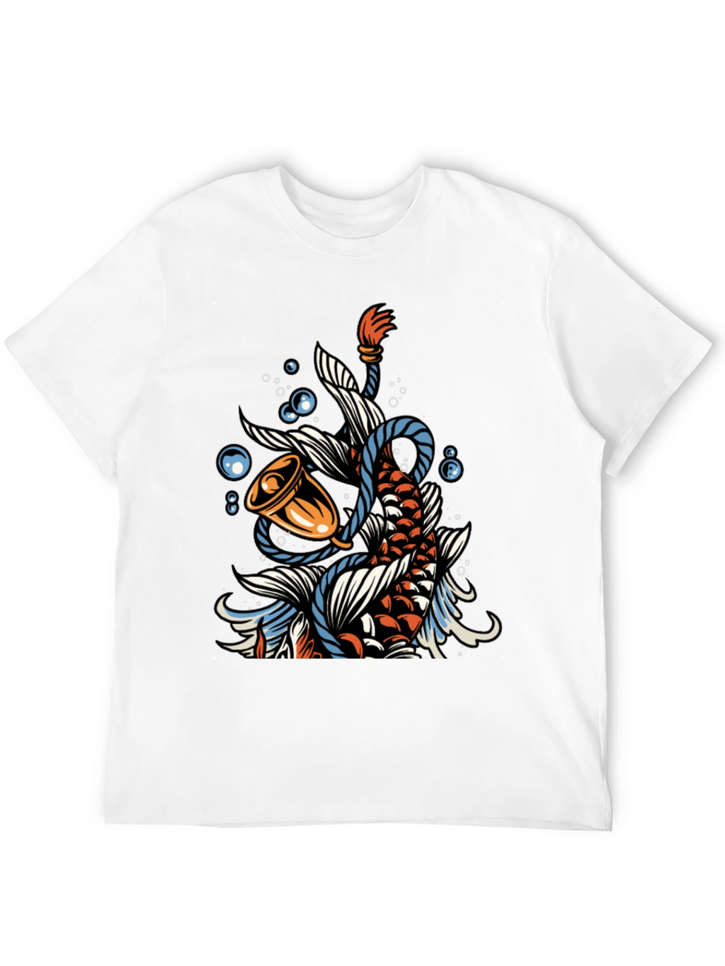 Koi Fish Bell Graphic Tee - Black Cotton T-Shirt