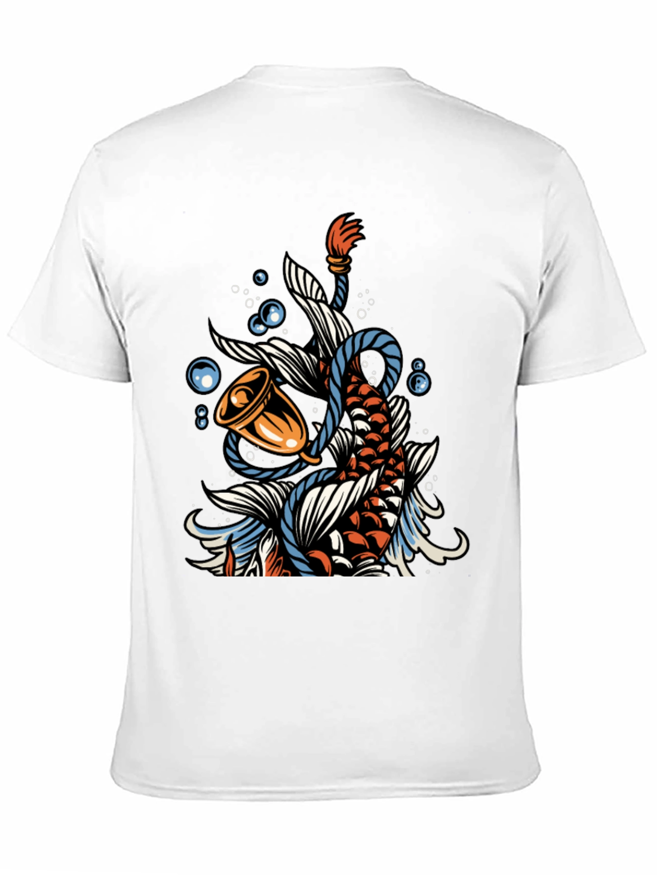 Koi Fish Bell Graphic Tee - Black Cotton T-Shirt
