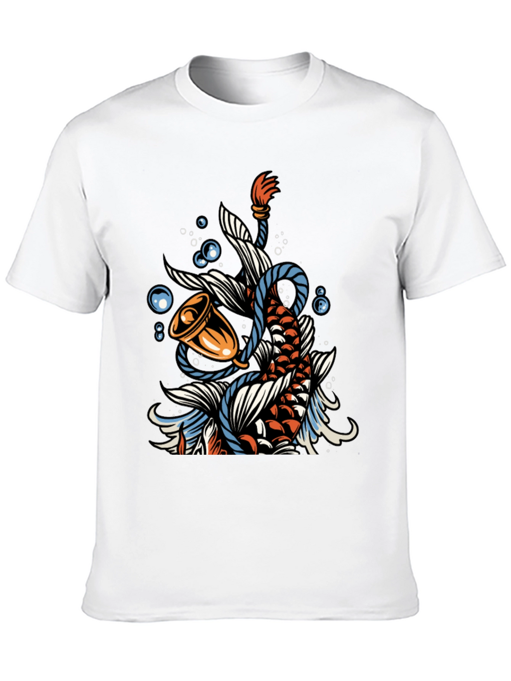 Koi Fish Bell Graphic Tee - Black Cotton T-Shirt