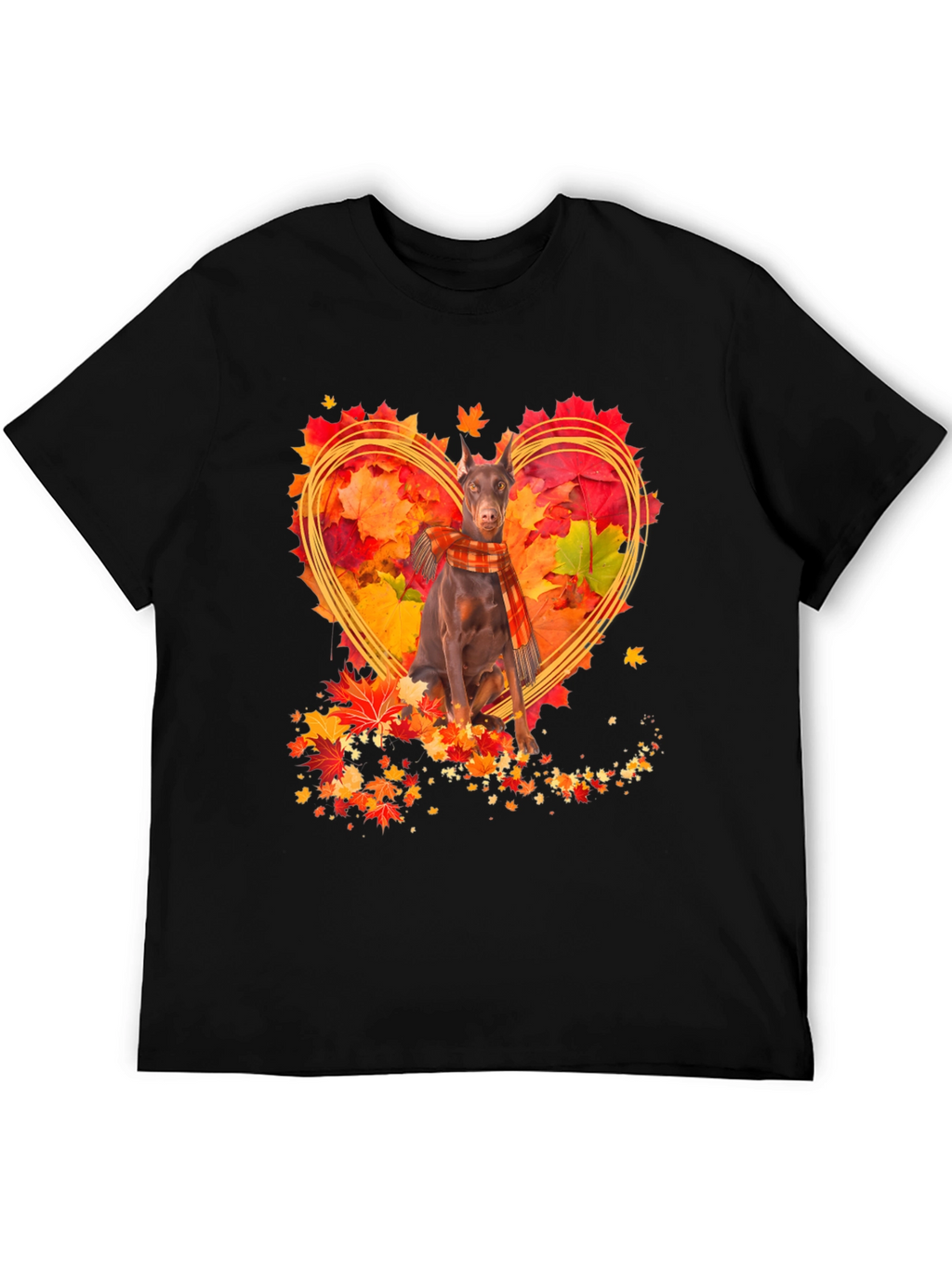 Doberman Fall Leaves Heart T-Shirt