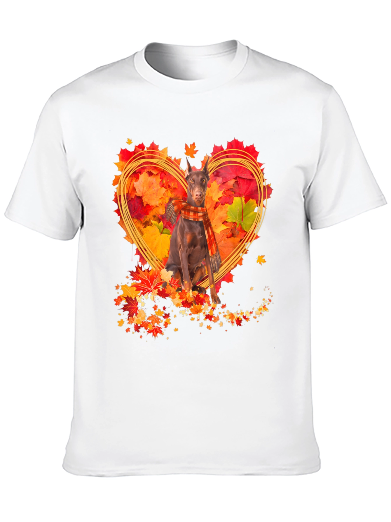Doberman Fall Leaves Heart T-Shirt