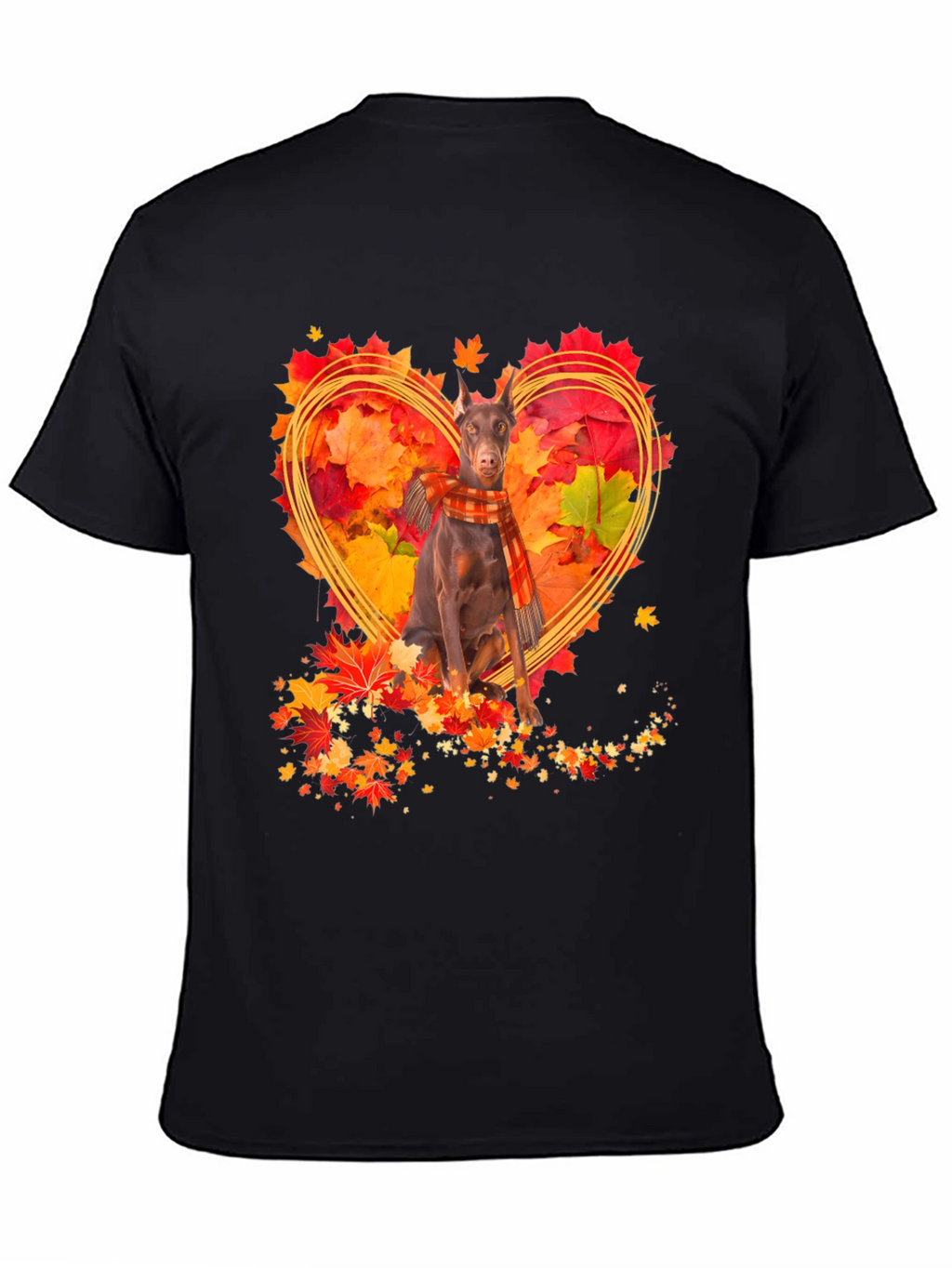 Doberman Fall Leaves Heart T-Shirt