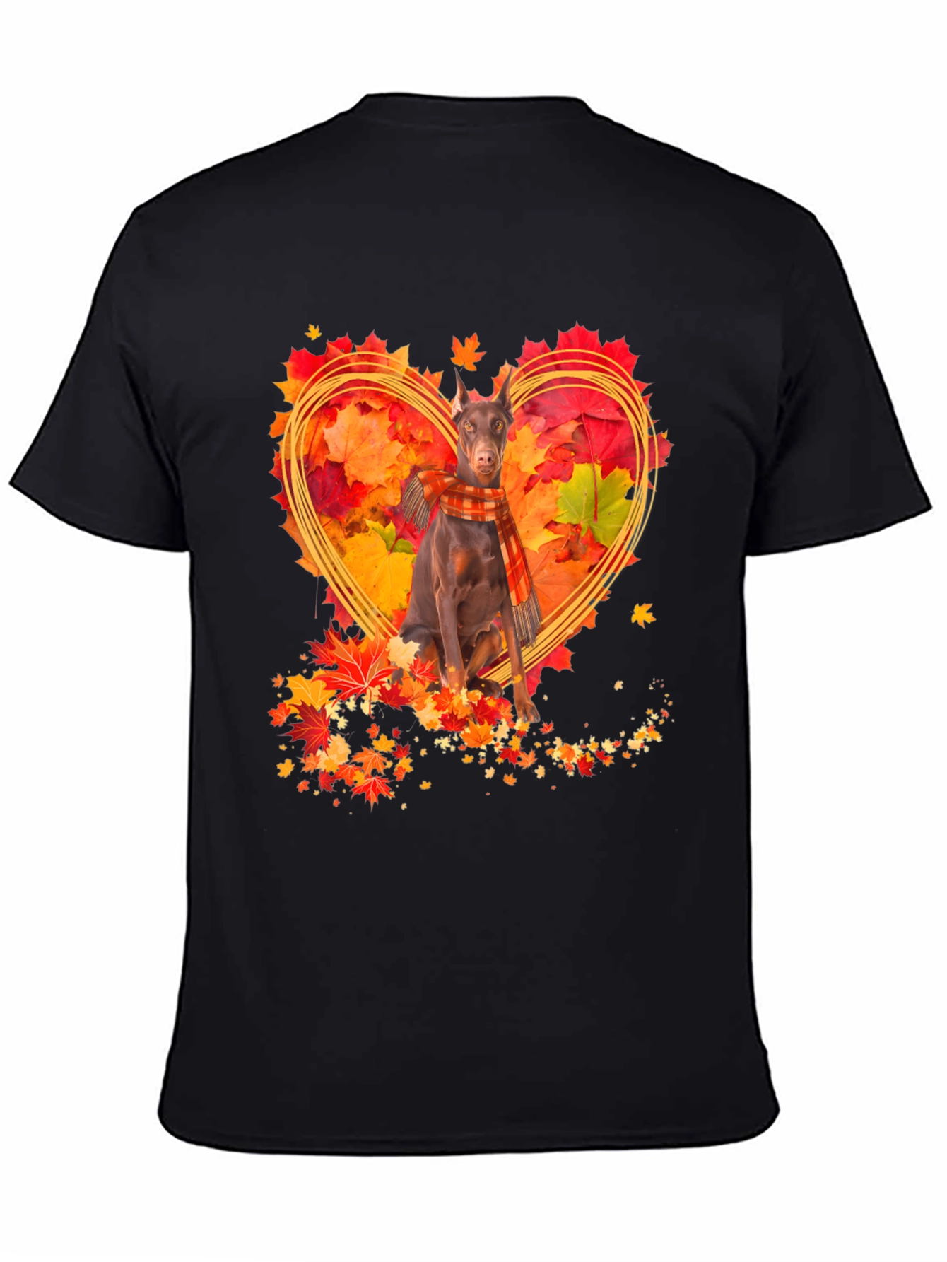 Doberman Fall Leaves Heart T-Shirt
