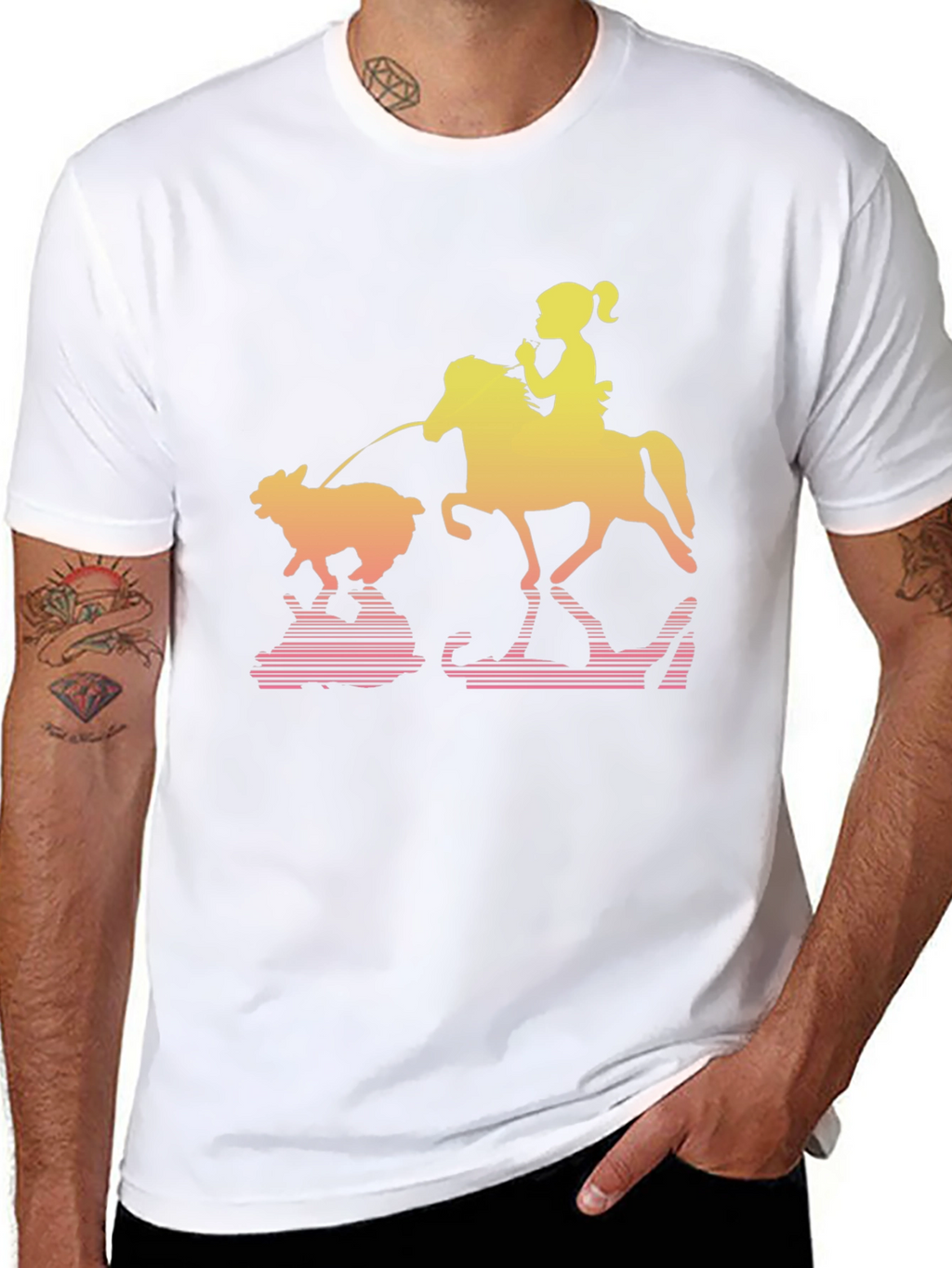 Girl Horse Sheep Graphic T-Shirt