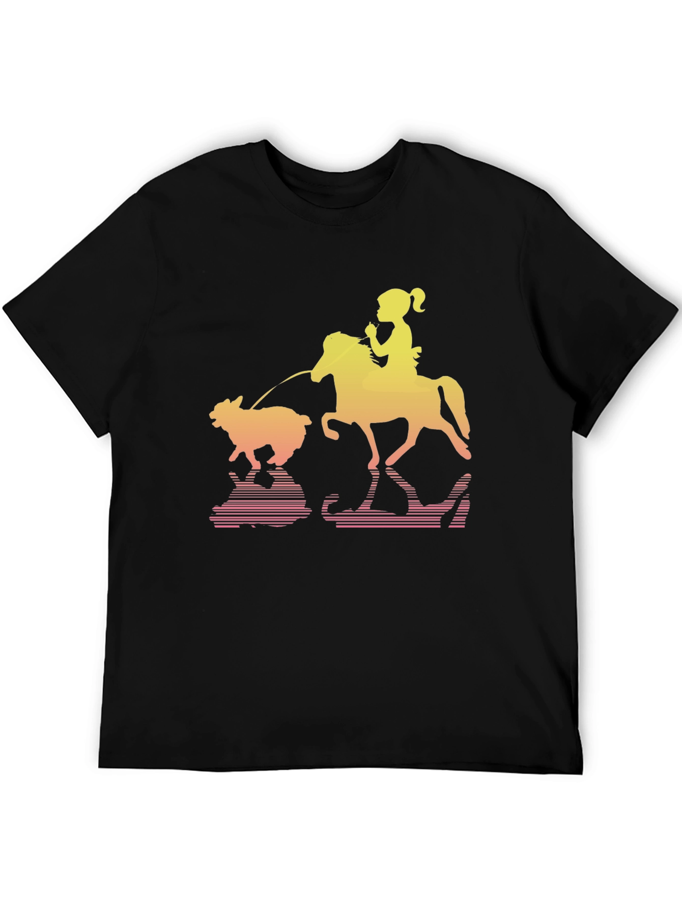 Girl Horse Sheep Graphic T-Shirt