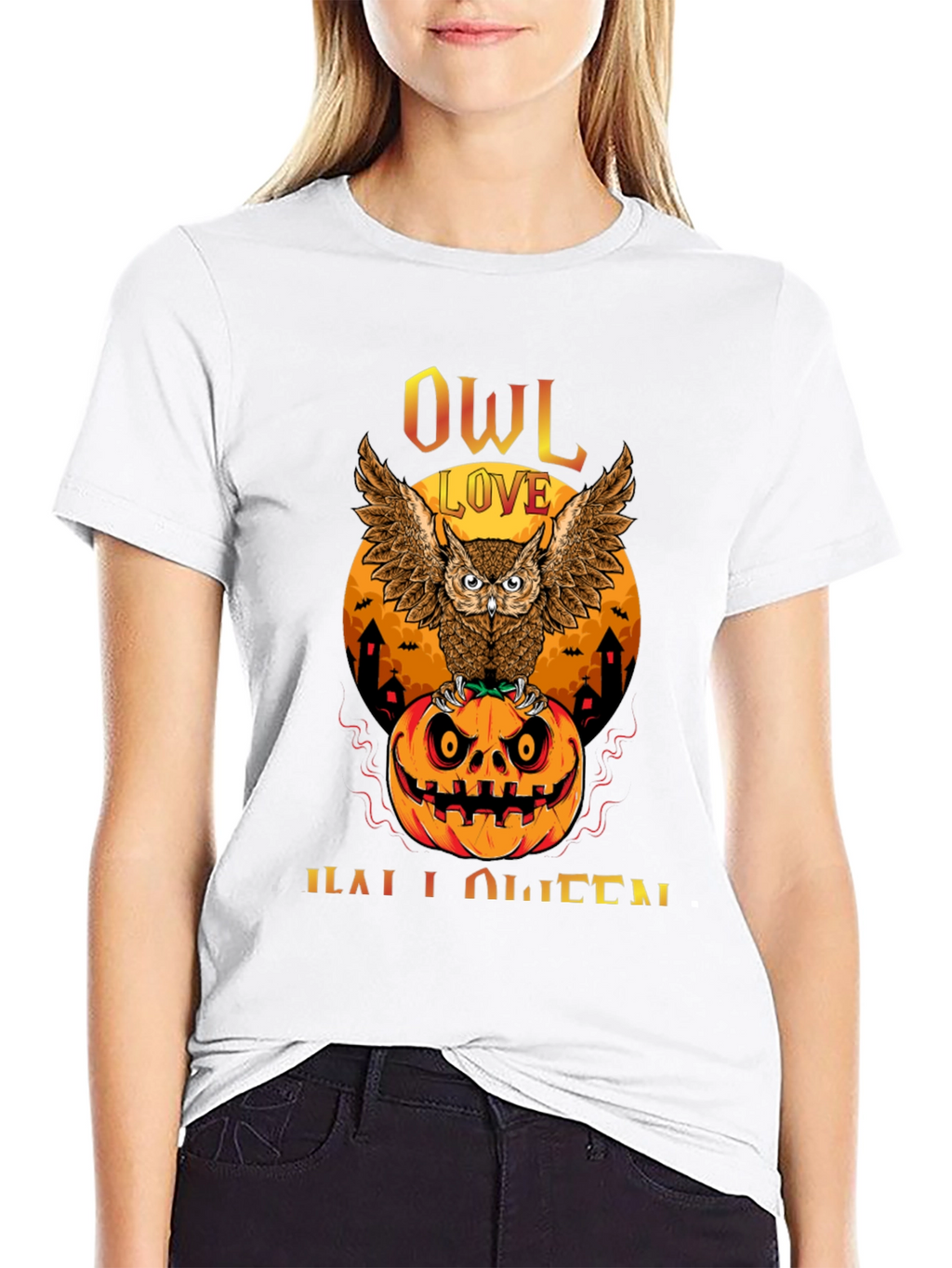Owl Love Halloween T-Shirt - Pumpkin Design