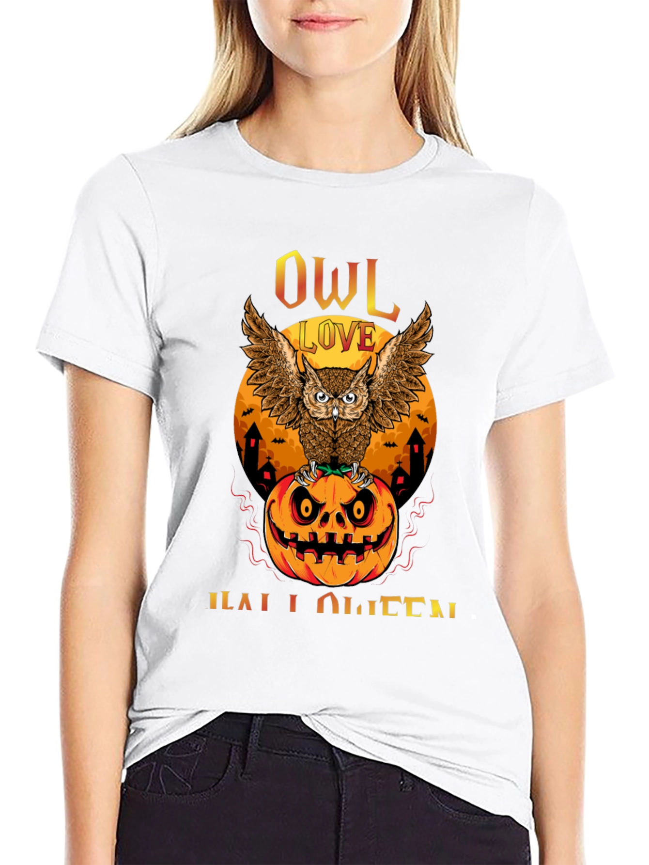 Owl Love Halloween T-Shirt - Pumpkin Design