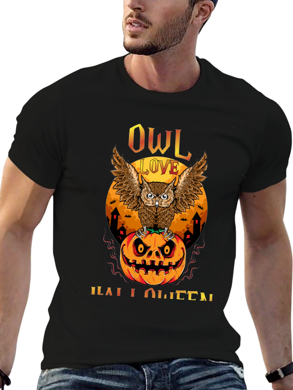 Owl Love Halloween T-Shirt - Pumpkin Design