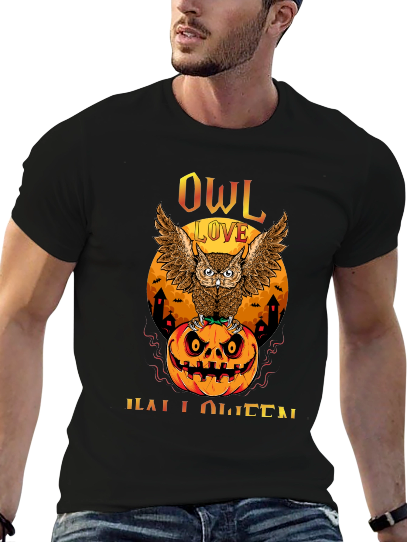Owl Love Halloween T-Shirt - Pumpkin Design