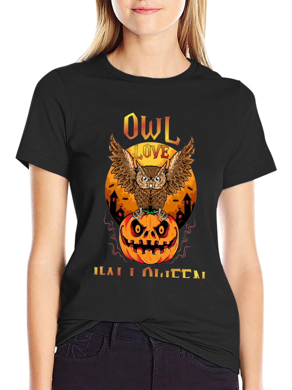 Owl Love Halloween T-Shirt - Pumpkin Design