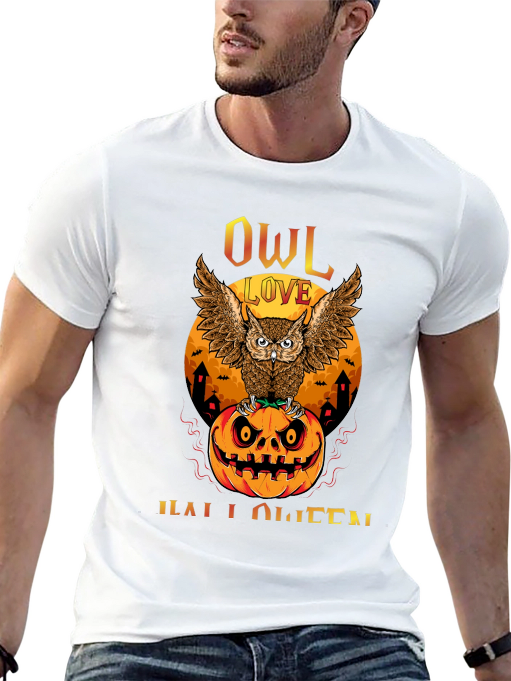 Owl Love Halloween T-Shirt - Pumpkin Design