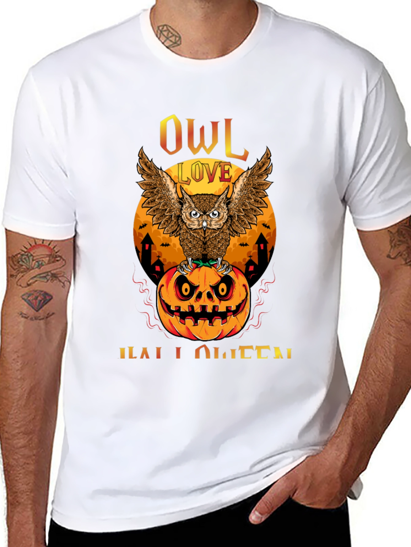 Owl Love Halloween T-Shirt - Pumpkin Design