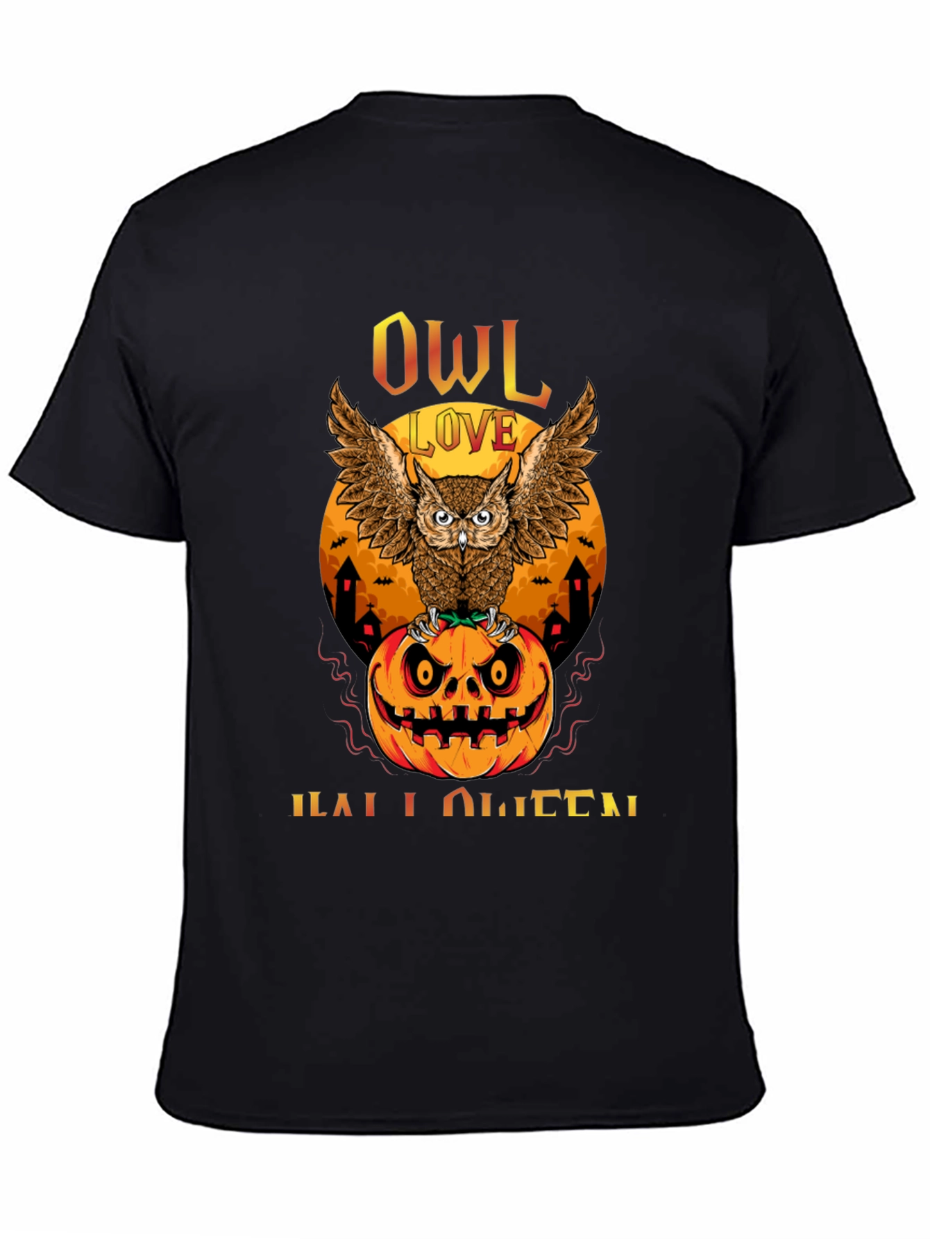Owl Love Halloween T-Shirt - Pumpkin Design