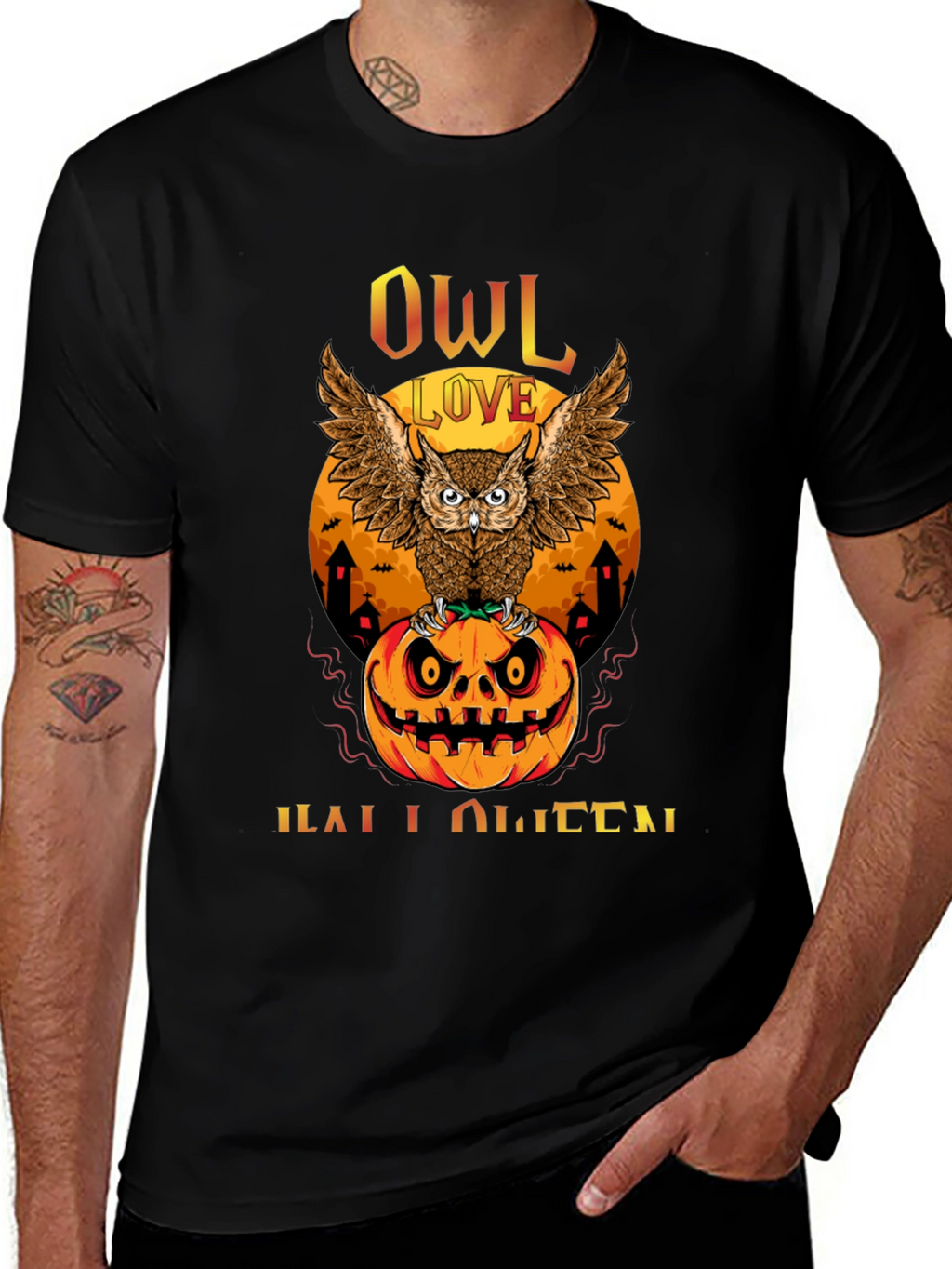 Owl Love Halloween T-Shirt - Pumpkin Design