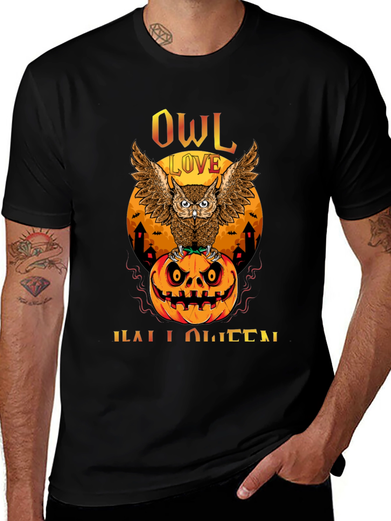 Owl Love Halloween T-Shirt - Pumpkin Design