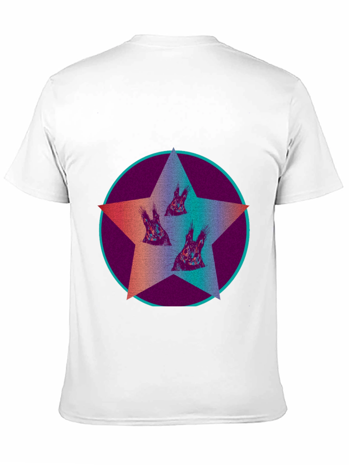Star Circle Animal Print Graphic Tee - Black