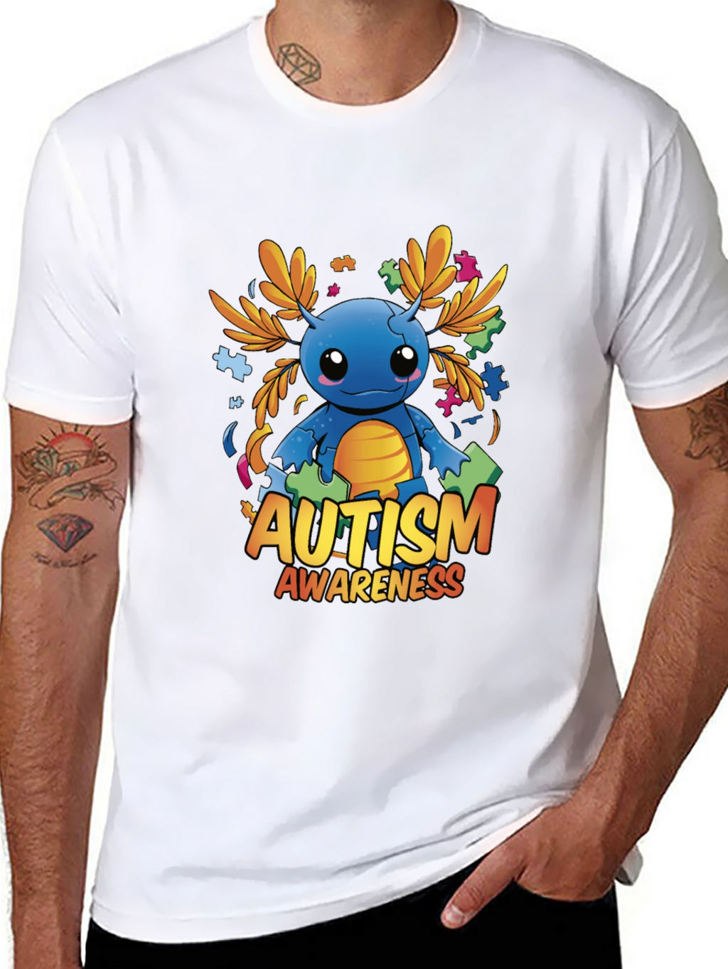 Autism Awareness Axolotl Graphic Tee