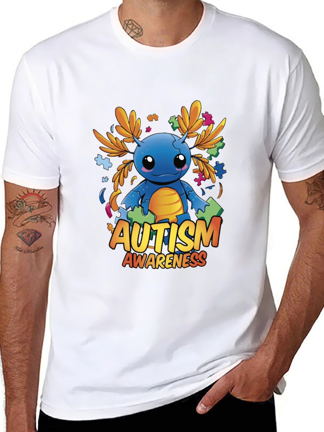 Autism Awareness Axolotl Graphic Tee