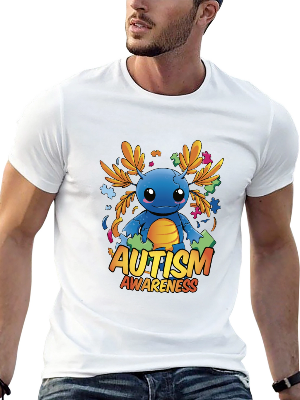 Autism Awareness Axolotl Graphic Tee