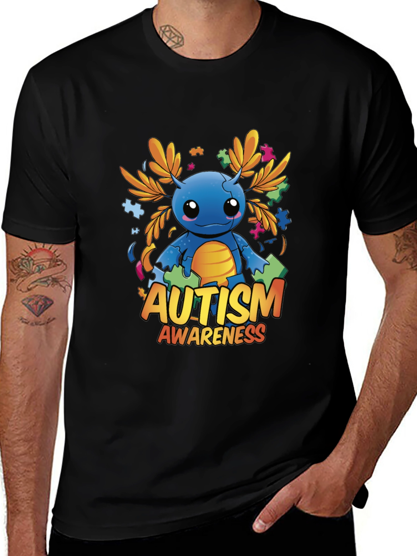 Autism Awareness Axolotl Graphic Tee