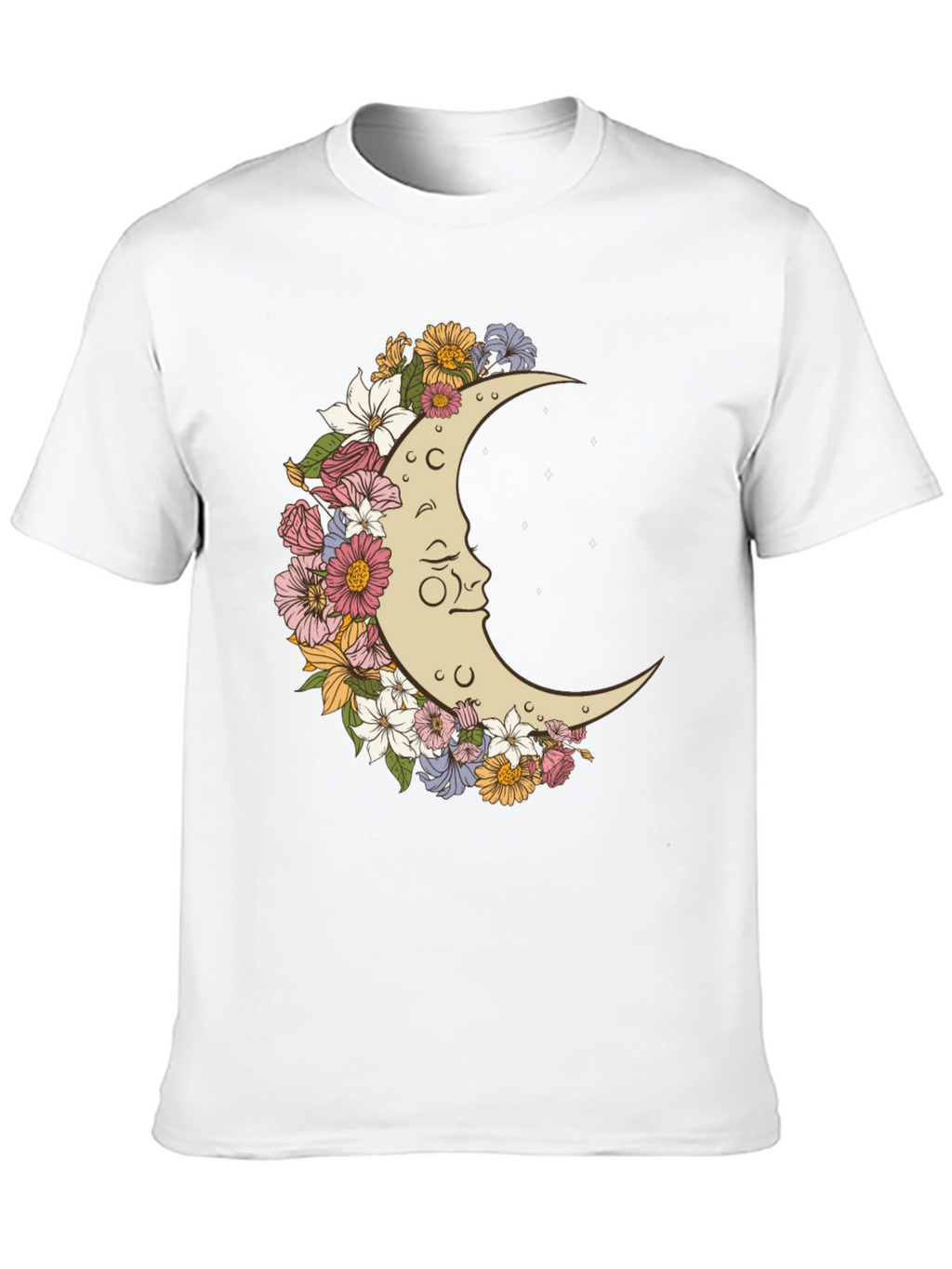 Floral Moon Graphic T-Shirt - Unisex Black Tee