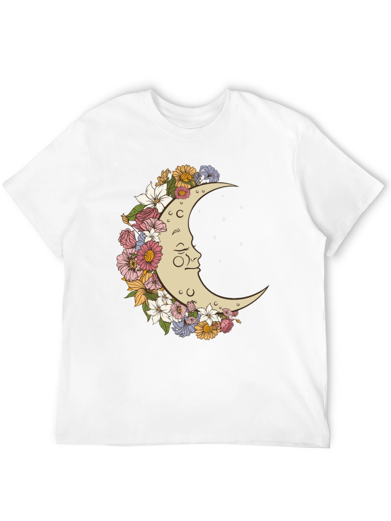 Floral Moon Graphic T-Shirt - Unisex Black Tee