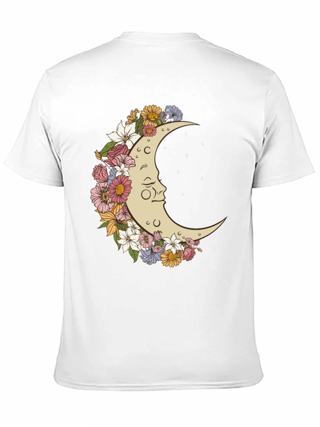 Floral Moon Graphic T-Shirt - Unisex Black Tee