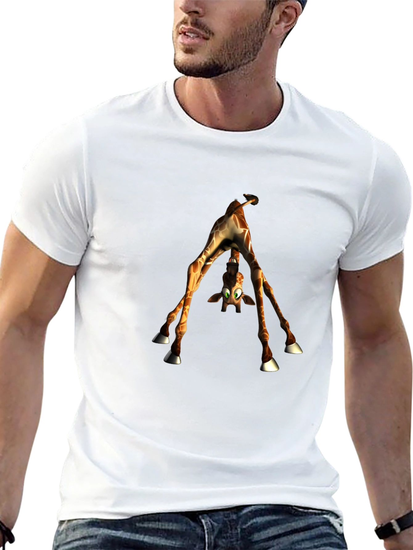 Upside-Down Giraffe Graphic Tee - Quirky Style
