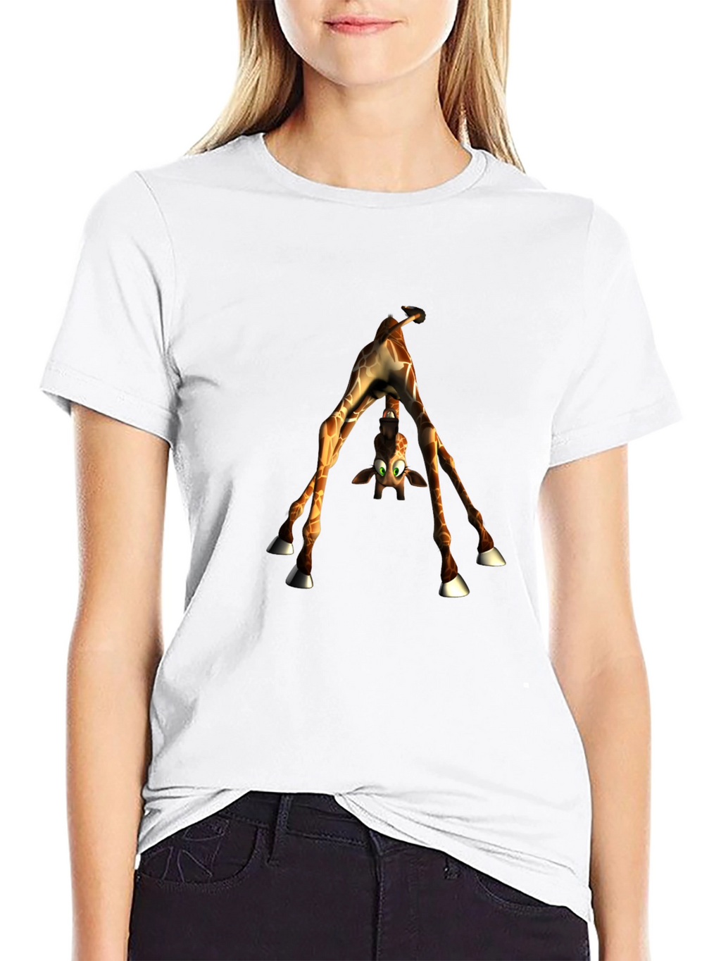 Upside-Down Giraffe Graphic Tee - Quirky Style