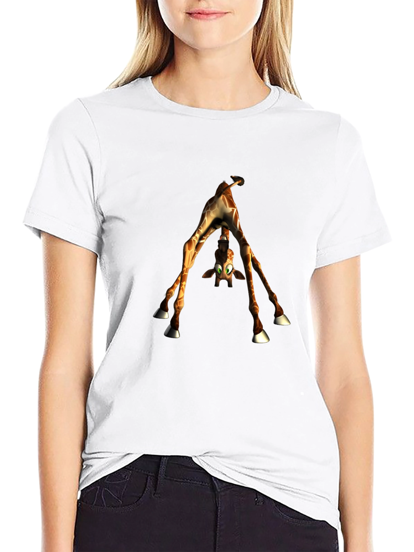 Upside-Down Giraffe Graphic Tee - Quirky Style