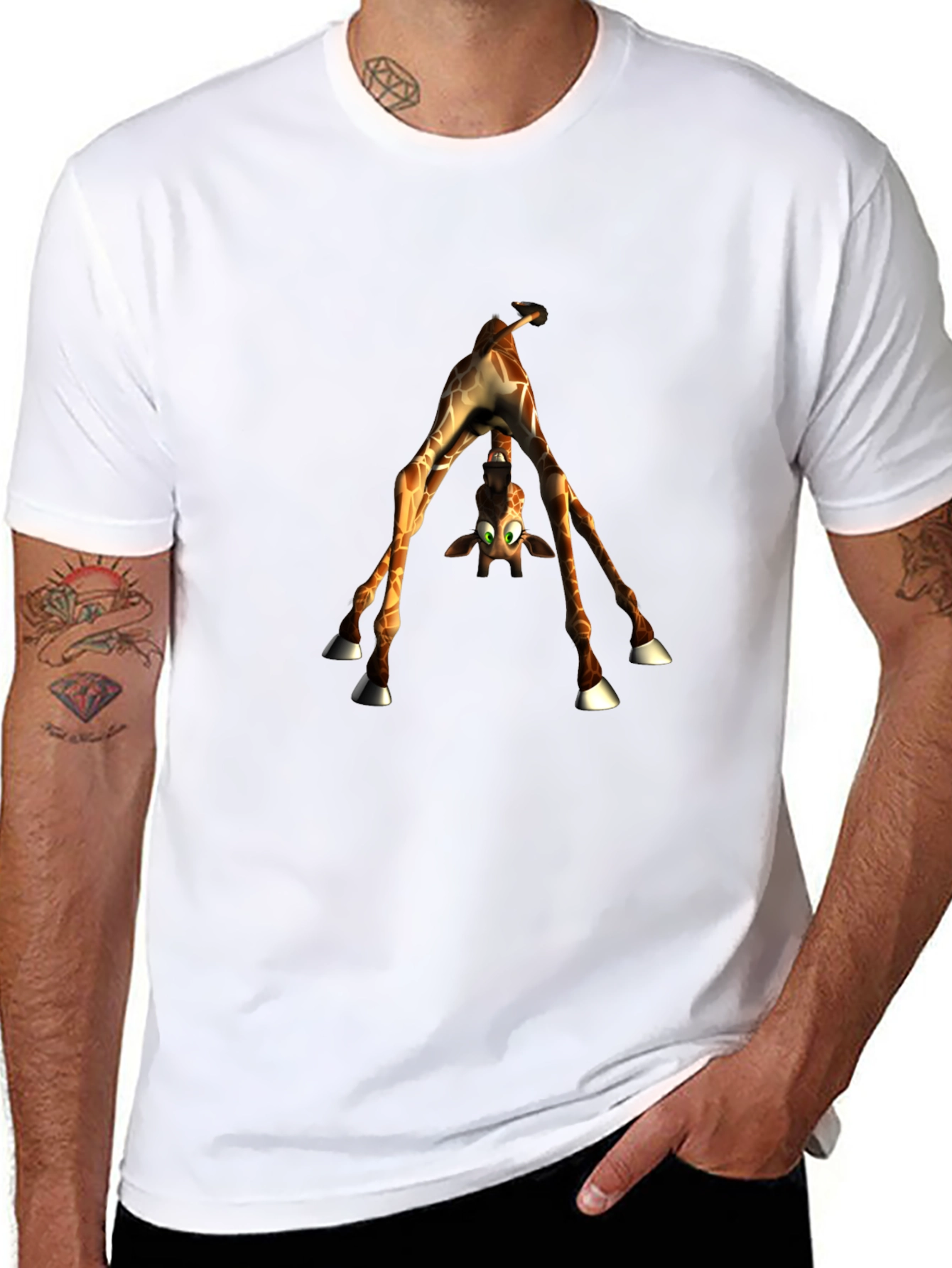 Upside-Down Giraffe Graphic Tee - Quirky Style