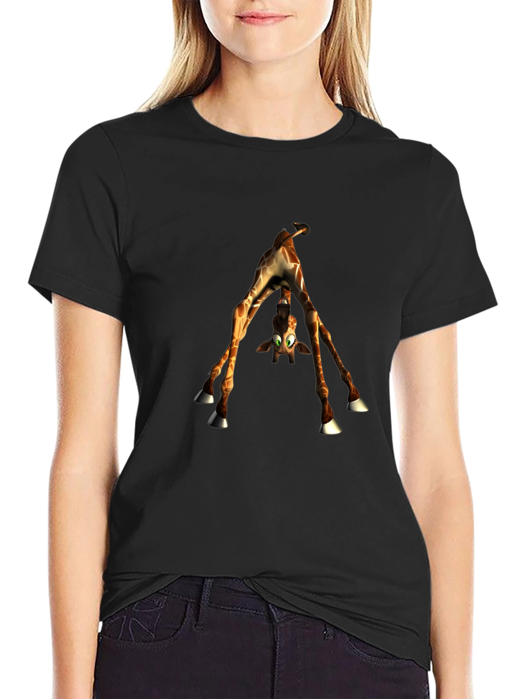 Upside-Down Giraffe Graphic Tee - Quirky Style