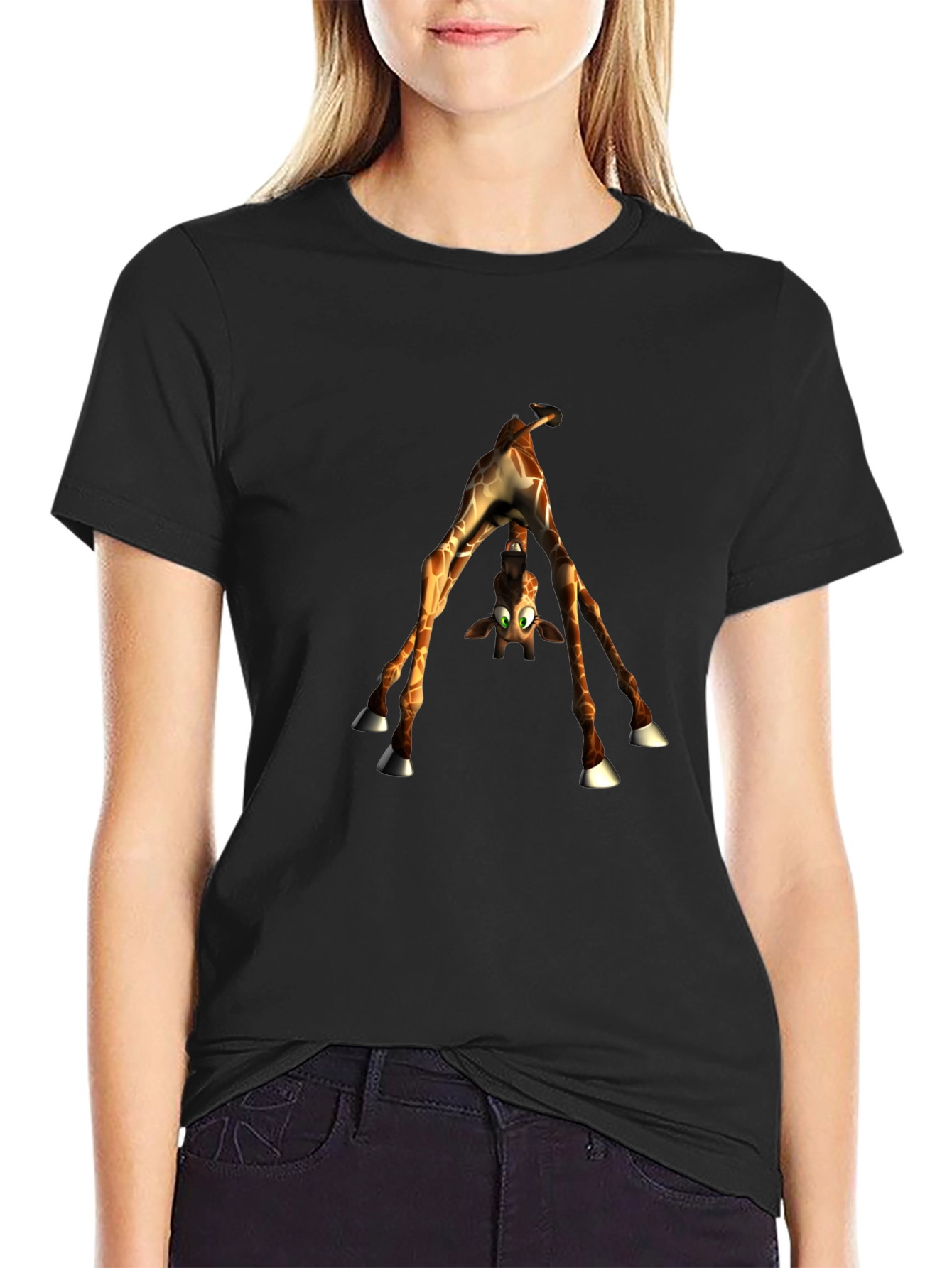 Upside-Down Giraffe Graphic Tee - Quirky Style