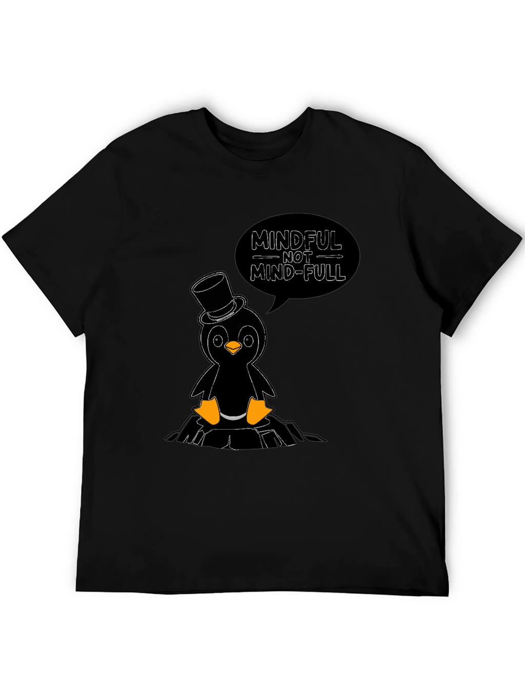 Mindful Penguin T-Shirt - Black Cotton Tee