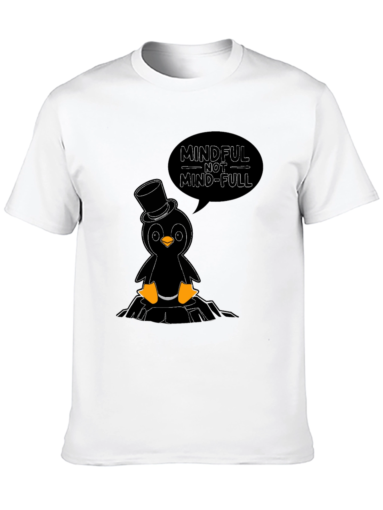Mindful Penguin T-Shirt - Black Cotton Tee