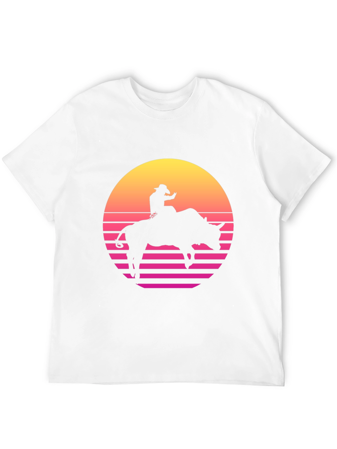 Retro Rodeo Bull Rider Graphic Tee - Black